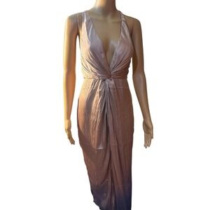 Satin Halter Dress Sleeveless Twist Front Party Cocktail Dress